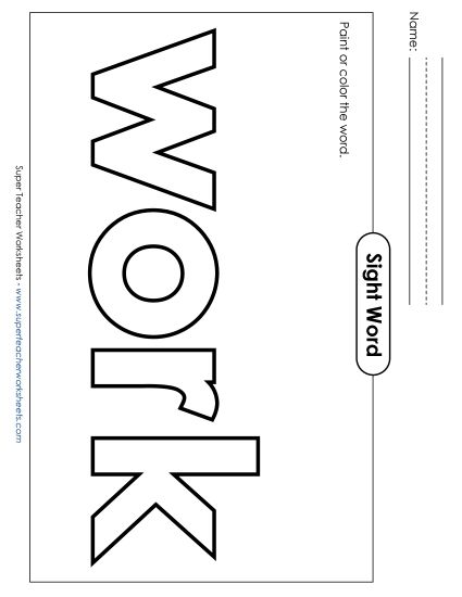 Paint or Color: Work (Printable PDF Worksheet)