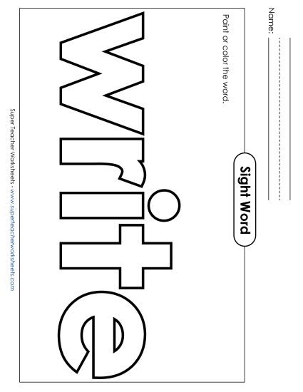 Paint or Color: Write (Printable PDF Worksheet)