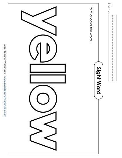 Paint or Color: Yellow (Printable PDF Worksheet)