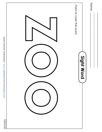 Paint or Color: Zoo (Printable PDF Worksheet)