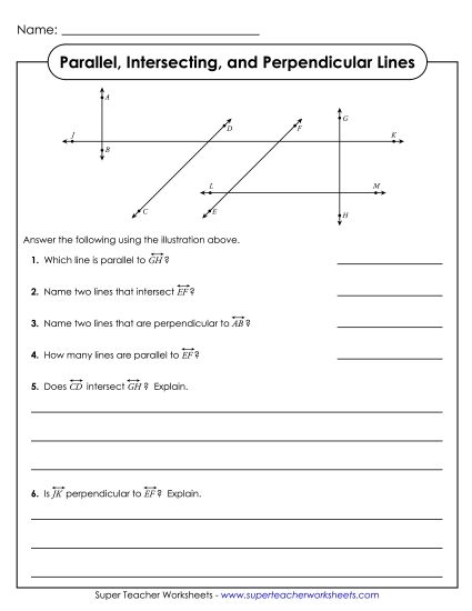 Parallel, Intersecting, Perpendicular 2 (Printable PDF Worksheet)