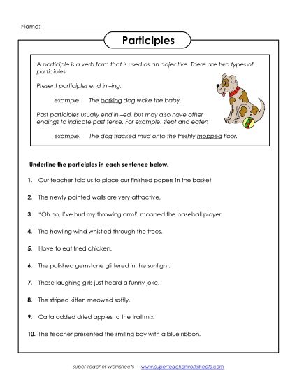 Participles - Participles (Printable PDF Worksheet)