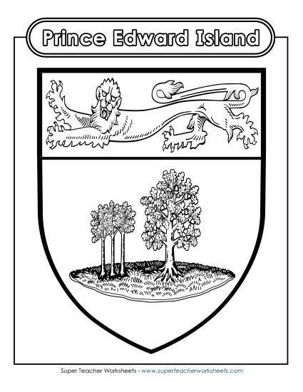 Maps - PEI Escutcheon (Black & White) (Printable PDF Worksheet)