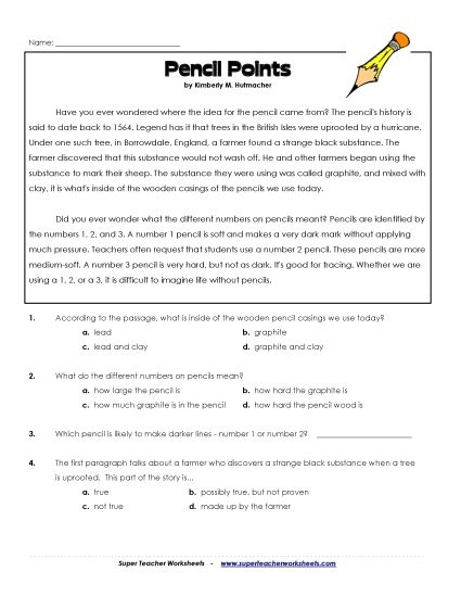 Other Topics - Pencils (Printable PDF Worksheet)
