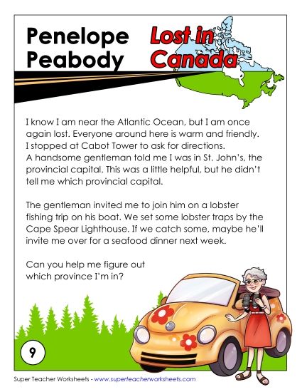 Penelope Peabody: Lost in Canada - Penelope Peabody: Newfoundland & Labrador (Printable PDF Worksheet)