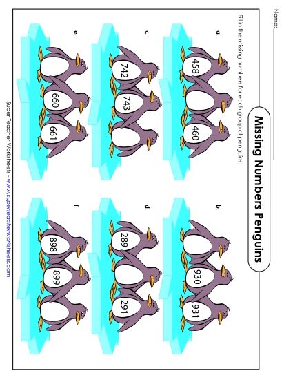 Counting: 3-Digit Numbers - Penguin Counting (3-Digit) (Printable PDF Worksheet)