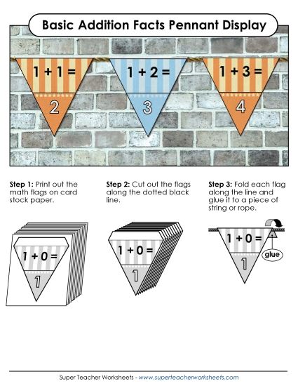 Classroom Display - Pennant Display: Basic Facts (Printable PDF Worksheet)