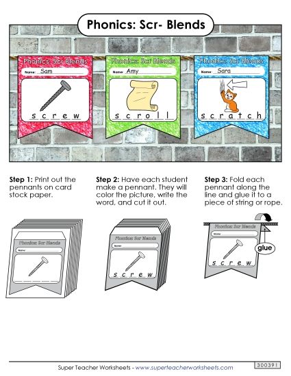 Worksheets - Pennants (Scr- Words) (Printable PDF Worksheet)