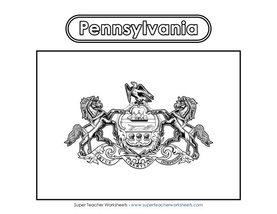 Flags & Seals - Pennsylvania Flag Coloring Page (Printable PDF Worksheet)