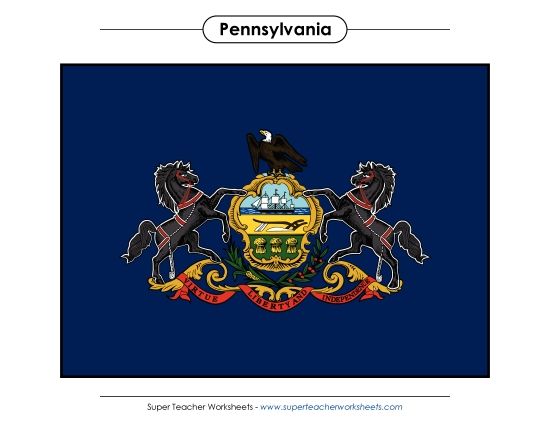Flags & Seals - Pennsylvania State Flag (Full-Color Version) (Printable PDF Worksheet)