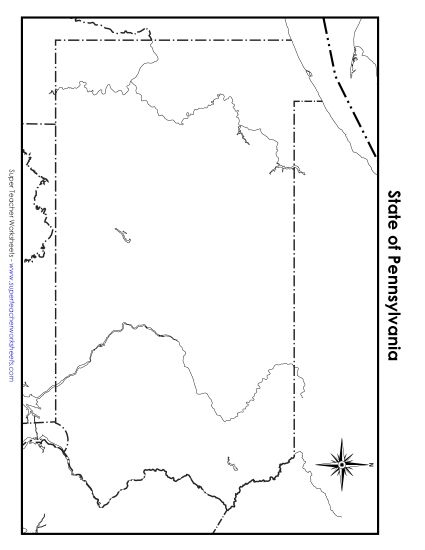 Maps - Pennsylvania State Map (Blank) (Printable PDF Worksheet)