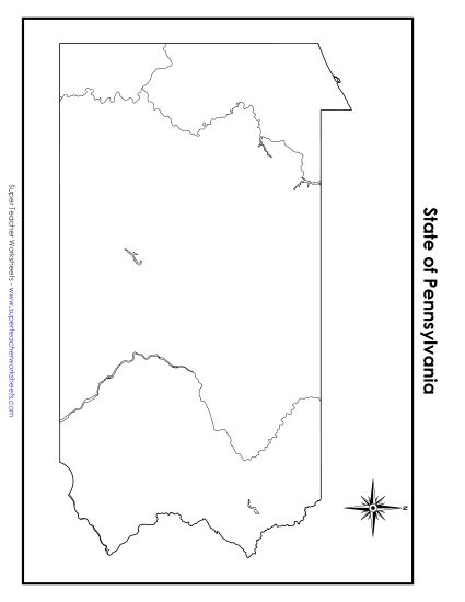 Maps - Pennsylvania State Map (No Bordering States) (Printable PDF Worksheet)
