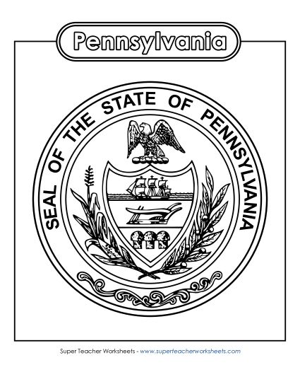 Flags & Seals - Pennsylvania State Seal (Black & White) (Printable PDF Worksheet)