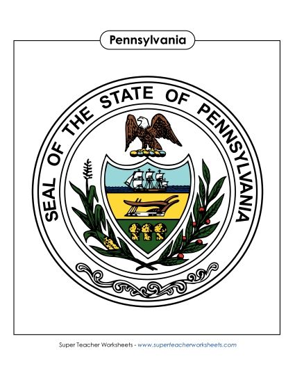 Flags & Seals - Pennsylvania State Seal (Full-Color Version) (Printable PDF Worksheet)