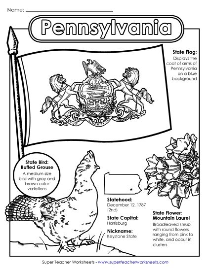 Symbols - Pennsylvania State Symbols Coloring Page (Printable PDF Worksheet)