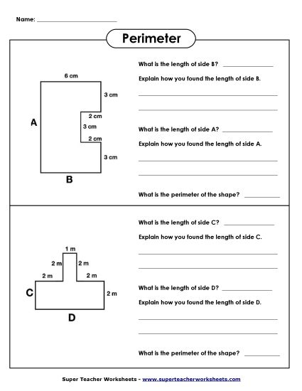 Intermediate - Perimeter Shapes (Printable PDF Worksheet)