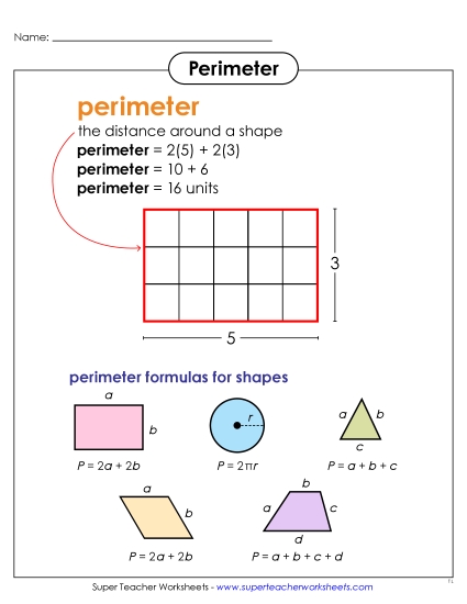 Math Anchor Charts - Perimeter (with Formulas) (Printable PDF Worksheet)