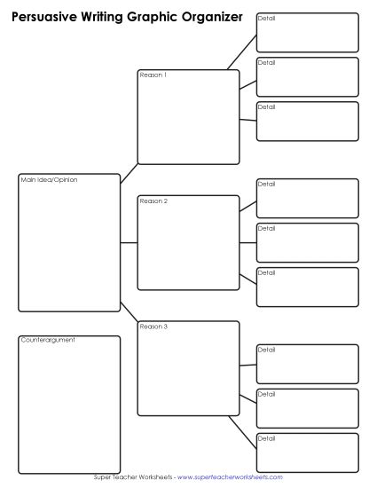 Graphic Organizer - Persuasive Writing Graphic Organizer (Printable PDF Worksheet)