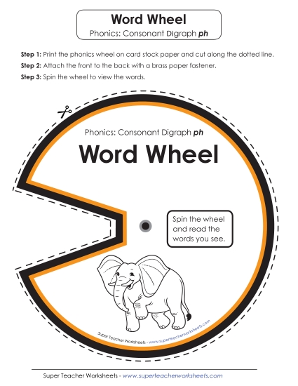 Flashcards, Sliders, Word Wheel - PH Word Wheel (Printable PDF Worksheet)