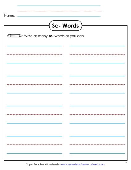 Worksheets - Phonics Brainstorm (Sc-) (Printable PDF Worksheet)