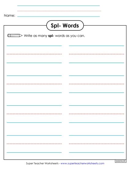 Worksheets - Phonics Brainstorm (Spl- Words) (Printable PDF Worksheet)