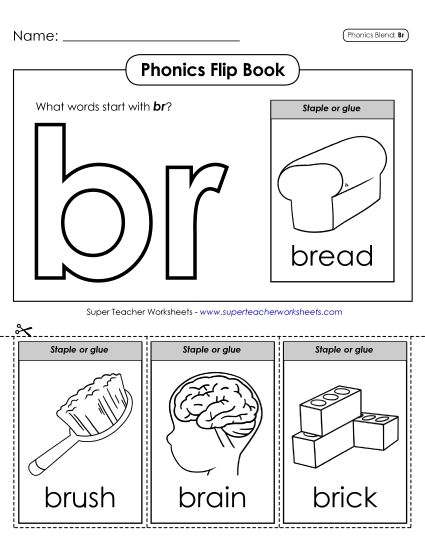 Cut and Glue Activities - Phonics Flip Book (Br-) (Printable PDF Worksheet)