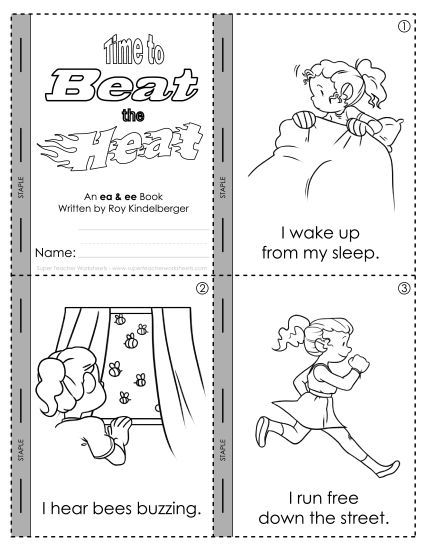 Early Literacy Activities  - Phonics Mini-Book: Beat the Heat (ee and ea) (Printable PDF Worksheet)