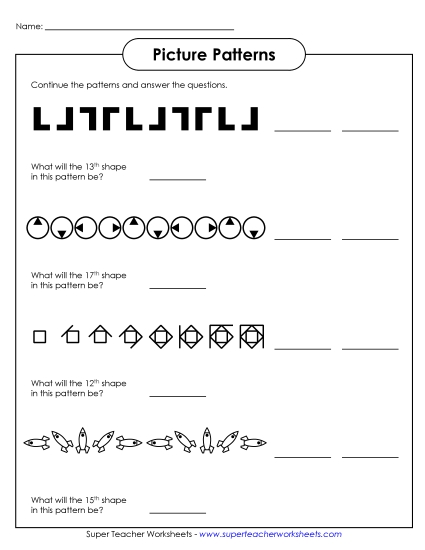 Advanced (4+) - Picture Patterns Activity (Advanced) (Printable PDF Worksheet)