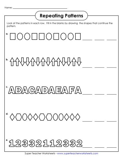 Intermediate (2-3) - Picture Patterns (Intermediate) (Printable PDF Worksheet)