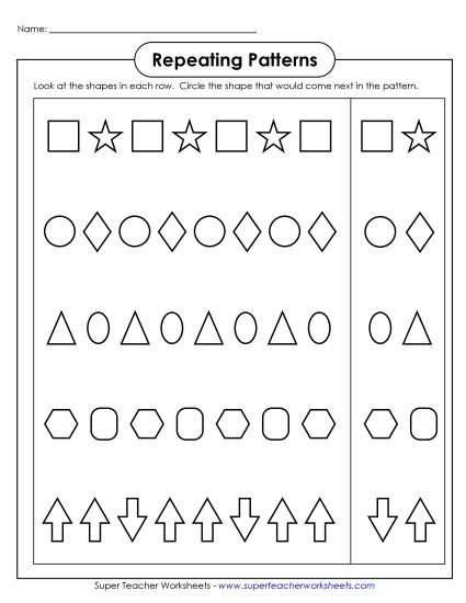 Basic (K-2) - Picture Patterns (Very Basic) (Printable PDF Worksheet)