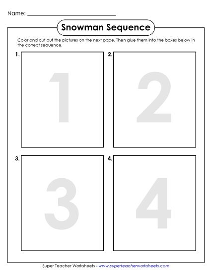 Basic (Pictures) - Picture Sequence: Snowman (Printable PDF Worksheet)