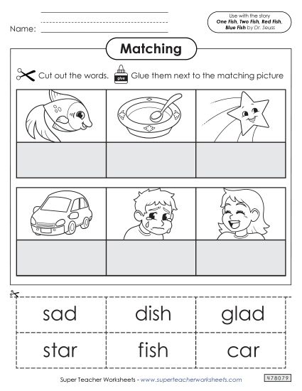 Cut and Glue Activities - Picture Word Match (Printable PDF Worksheet)