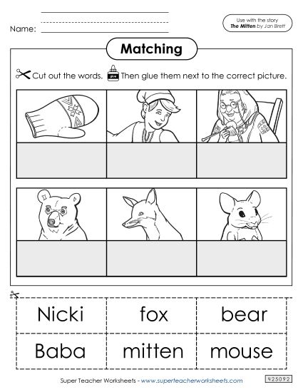Cut-and-Glue Activities - Picture-Word Match (Printable PDF Worksheet)
