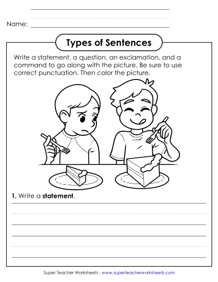 Sentence-Writing Prompts - Pie Picture Prompt (Printable PDF Worksheet)