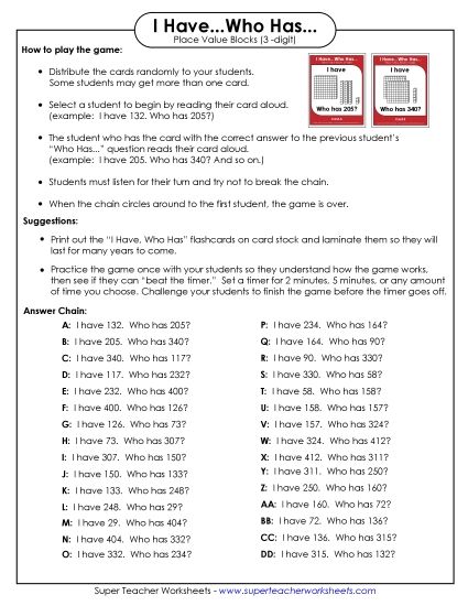 Math - Place Value (3-Digits) (Printable PDF Worksheet)