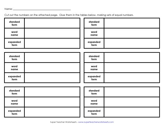 Place Value - Place Value Cut & Glue (4-Digit) (Printable PDF Worksheet)
