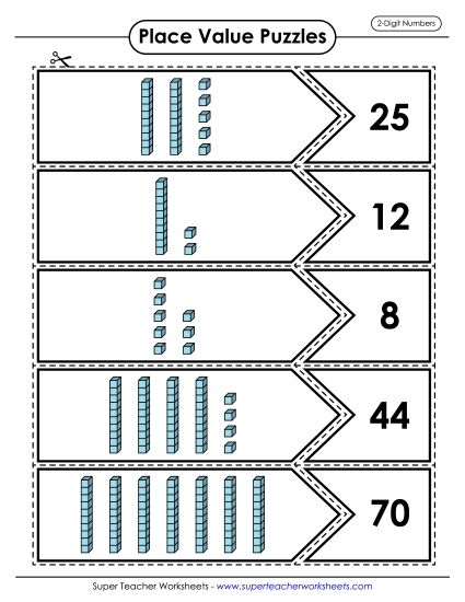 Place Values (2-Digit numbers) (Printable PDF Worksheet)