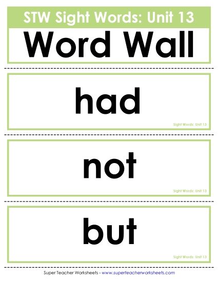 Reading Practice Tools - Pocket Chart or  Word Wall (Unit 13) (Printable PDF Worksheet)