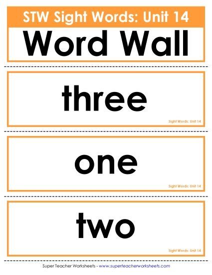 Reading Practice Tools - Pocket Chart or  Word Wall (Unit 14) (Printable PDF Worksheet)