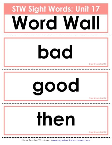 Reading Practice Tools - Pocket Chart or  Word Wall (Unit 17) (Printable PDF Worksheet)