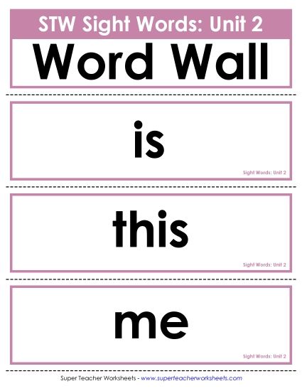 Reading Practice Tools - Pocket Chart or Word Wall (Unit 2) (Printable PDF Worksheet)
