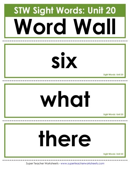 Reading Practice Tools - Pocket Chart or  Word Wall (Unit 20) (Printable PDF Worksheet)