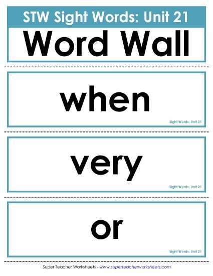 Reading Practice Tools - Pocket Chart or  Word Wall (Unit 21) (Printable PDF Worksheet)