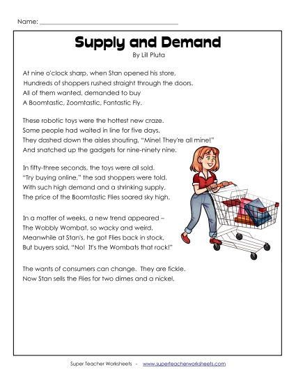 Poetry: Supply and Demand (Printable PDF Worksheet)