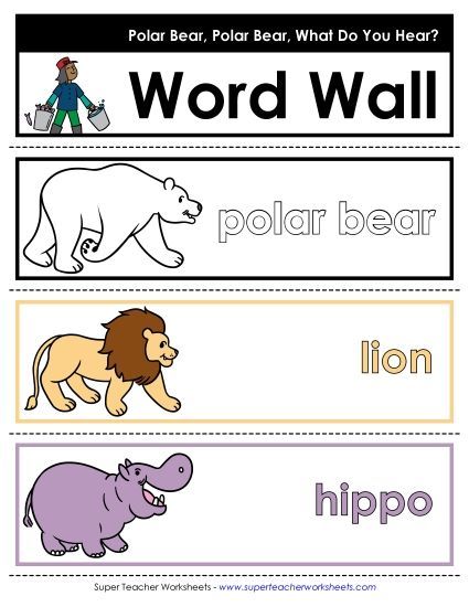 Pocket Chart Word Wall - Polar Bear Word Wall (Printable PDF Worksheet)