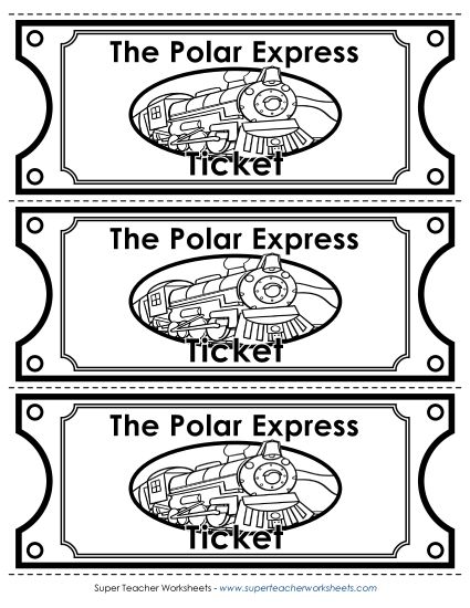 Tickets - Polar Express Ticket (Black & White) (Printable PDF Worksheet)