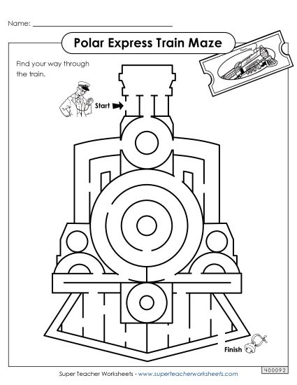 Puzzles - Polar Express Train Maze (Printable PDF Worksheet)
