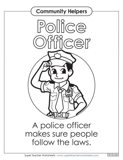Anchor Chart / Coloring Pages - Police Officer (Printable PDF Worksheet)