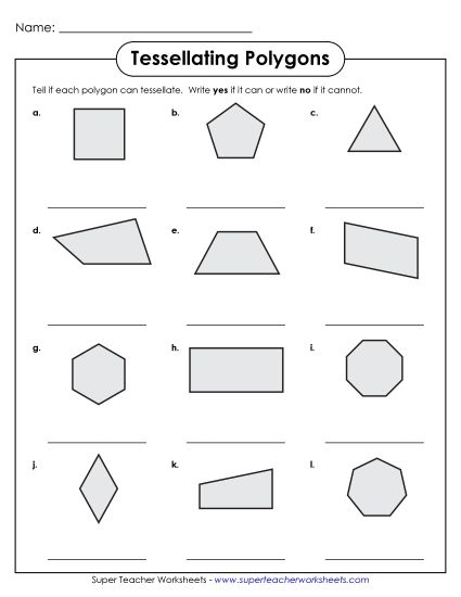 Polygon Tessellations (Printable PDF Worksheet)
