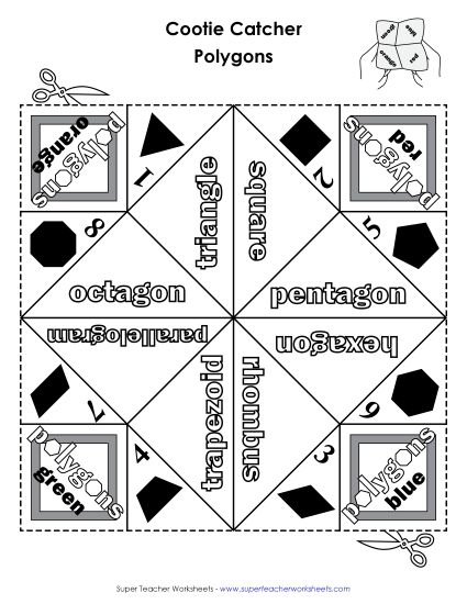 More Math - Polygons Cootie Catcher (Printable PDF Worksheet)